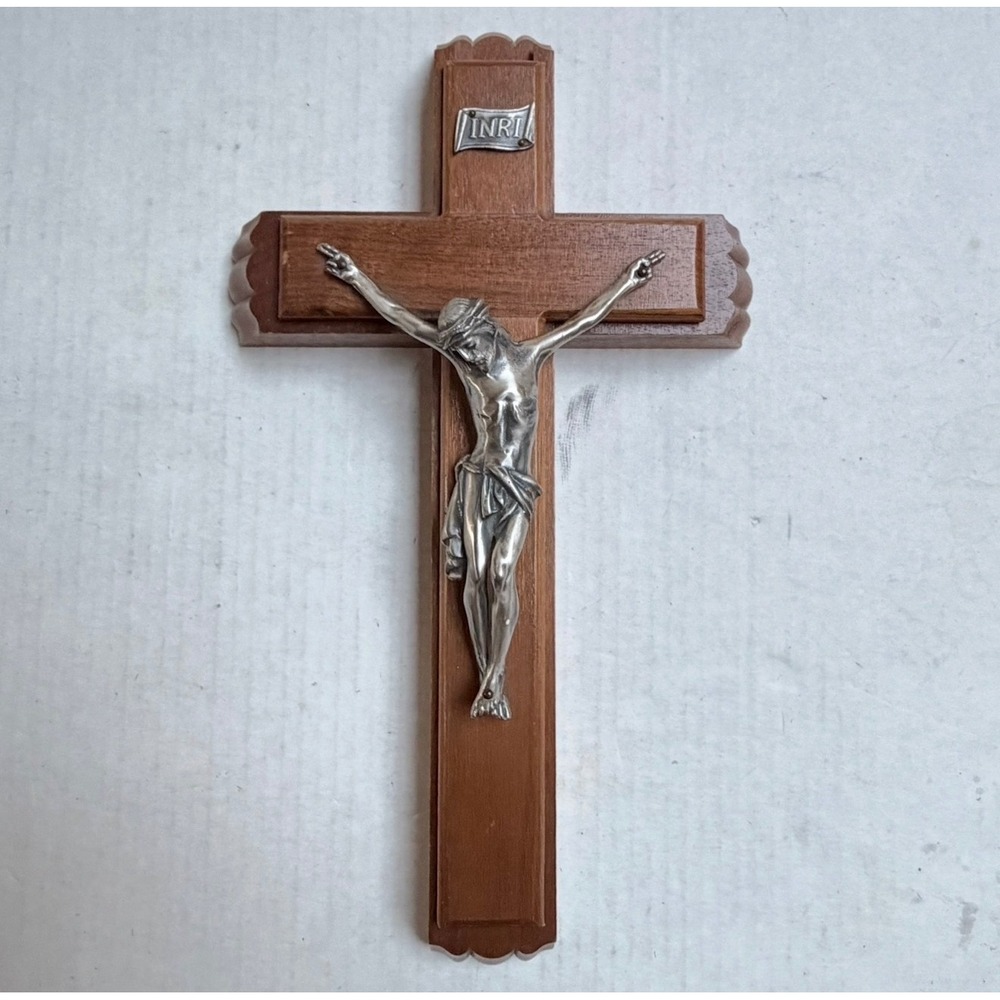 Vintage Wood Sick Call Crucifix Wall Cross Hidden Compartment with Candles 13.5"